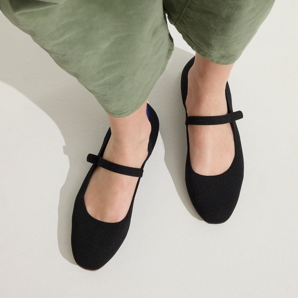 Rothy's Black Square Mary Jane Flat.  Sz 8.